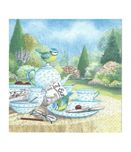 SERVIETTE MESANGES SUR LA TABLE