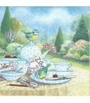 SERVIETTE MESANGES SUR LA TABLE