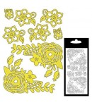 STICKERS COINS FLEURS OR