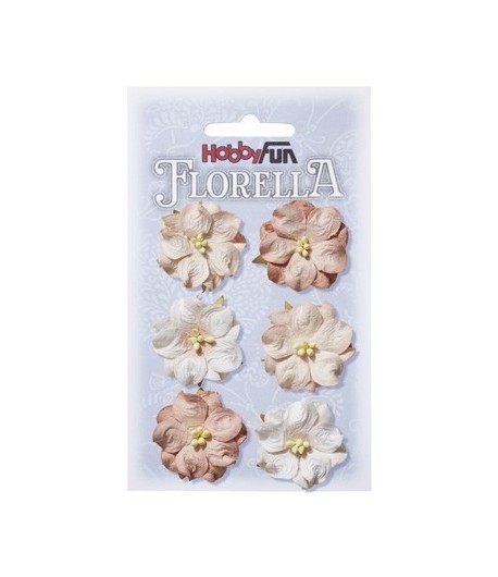 FLEURS TONS BEIGE ROSE X 6