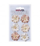 FLEURS TONS BEIGE ROSE X 6