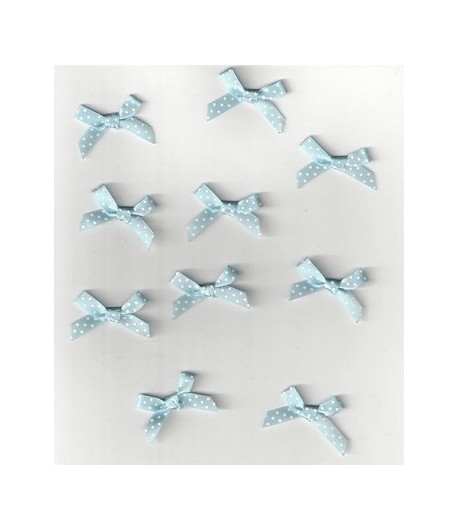 10 NOEUDS BLEUS A POIS BLANCS