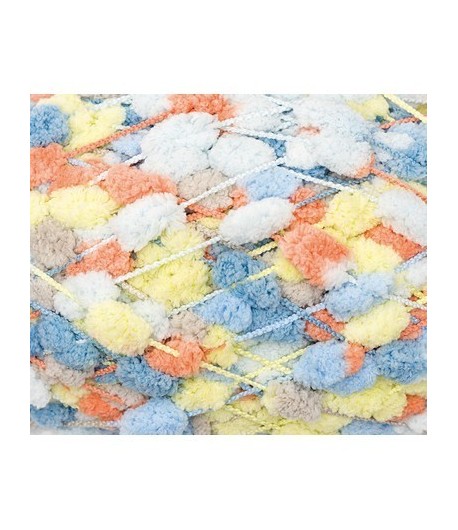 LAINE POMPON ORANGE BLEU 029