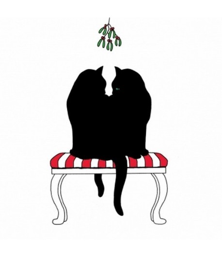 SERVIETTE CHATS SOUS LE GUI