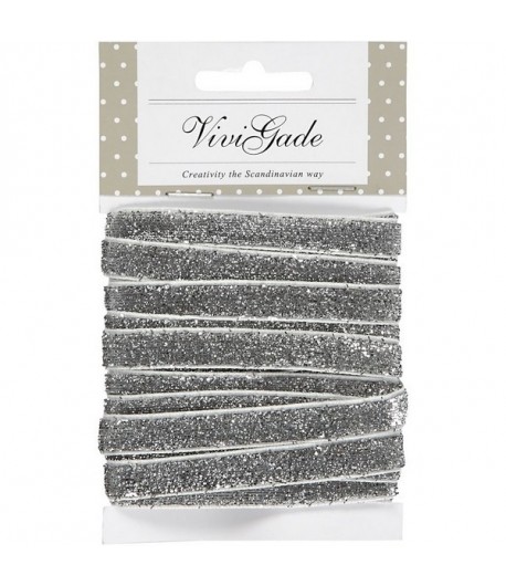 RUBAN ARGENT PAILLETÉ 5M