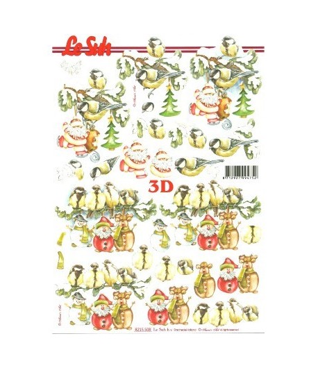 FEUILLE 3D OISEAUX DE NOEL