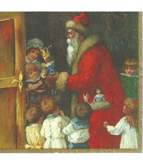 SERVIETTE PERE NOEL ET CADEAUX
