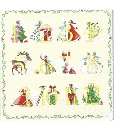 SERVIETTE CHIFFRES DE L'AVENT
