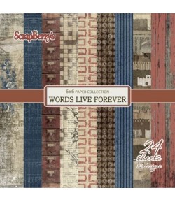 BLOC 24 FEUILLES 15X15 WORDS LIVE FOREVER - SCRAPBERRYS