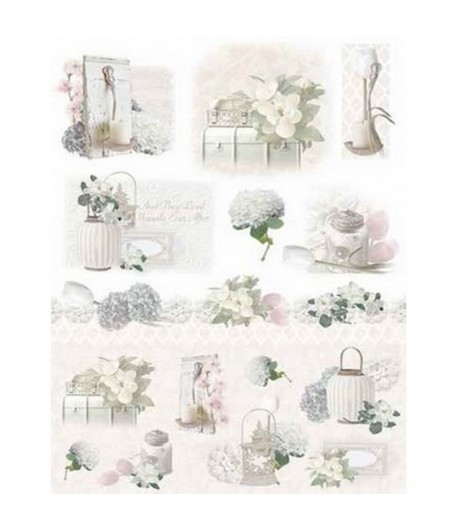 PAPIER DE RIZ WHITE FLOWER 35X50