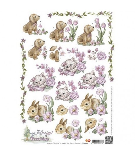 FEUILLE 3D CHAT LAPIN - CD10250