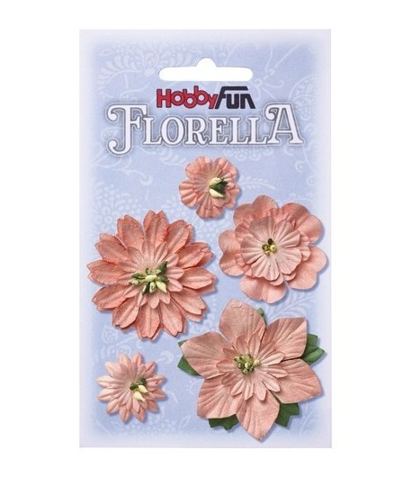 FLEURS TONS VIEUX ROSE X 5 