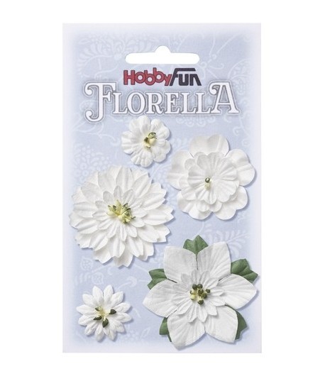 FLEURS TONS BLANC X 5