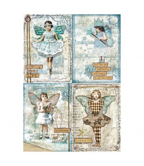 PAPIER DE RIZ A4 BLUE STARS 21 X 29.7 - DFSA4246