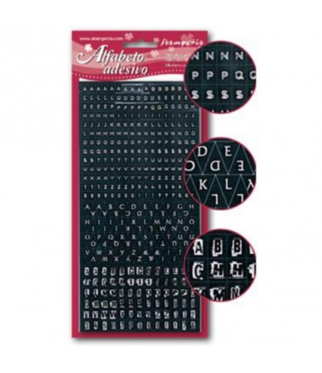 STICKERS ALPHABET ET CHIFFRES BLANC FOND NOIR X375