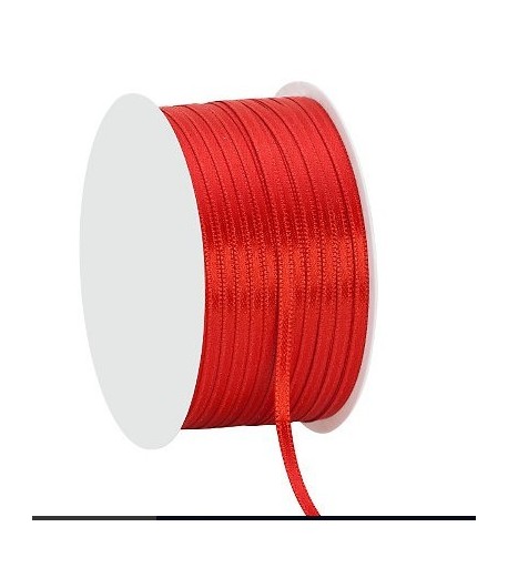 RUBAN SATIN ROUGE CLAIR 3MM - 1 M