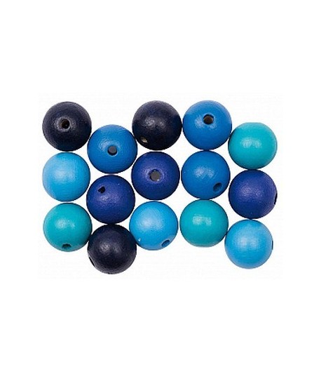 BOULES EN BOIS TONS BLEUS X15
