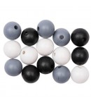 BOULES EN BOIS NOIR BLANC X15