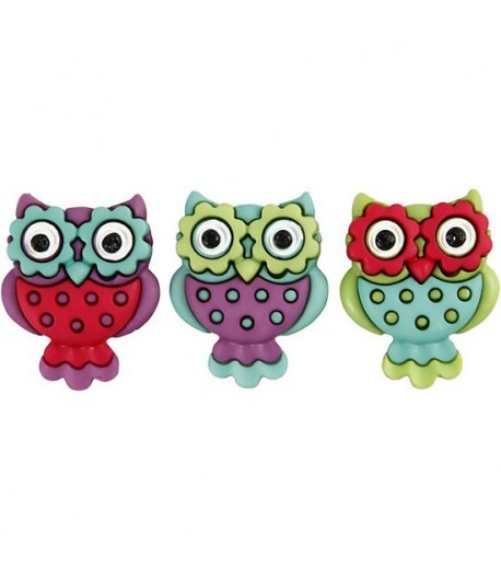 BOUTONS CHOUETTES X 3