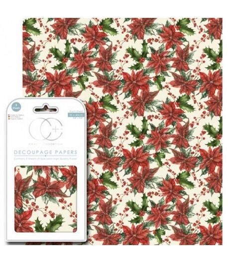 3 FEUILLES PATCH 35X40 POINSETTIAS