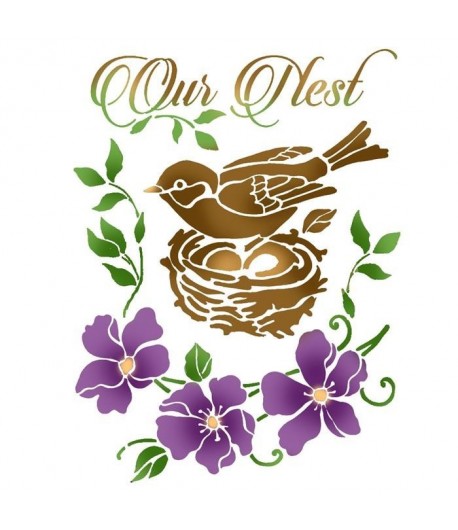 POCHOIR NID OISEAU 15X20 KSD299