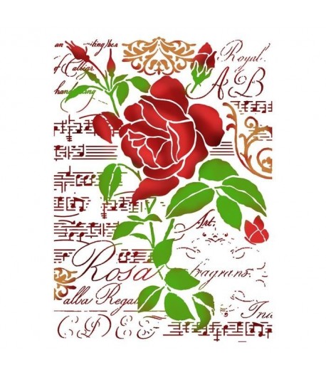 POCHOIR ROSE ET MUSIQUE 21X29.7 KSG419 STAMPERIA