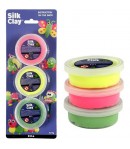 PATE A MODELER SILK CLAY X 3 - VERT/JAUNE/ROSE NEON