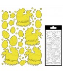 STICKERS POULES PAQUES OR