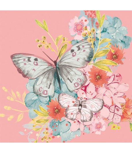 SERVIETTE PAPILLONS FOND SAUMON