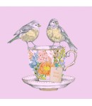 SERVIETTE OISEAUX ET TASSE