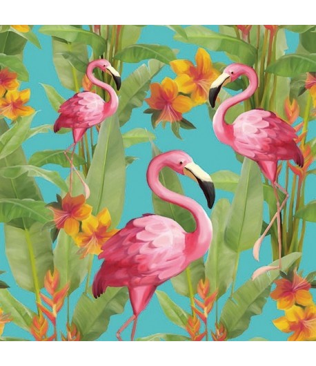 SERVIETTE FLAMANDS ROSES FOND BLEU