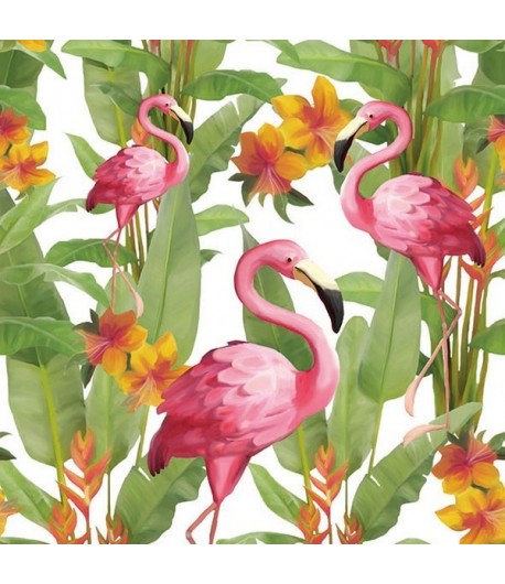 SERVIETTE FLAMANDS ROSES FOND BLANC