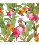 SERVIETTE FLAMANDS ROSES FOND BLANC