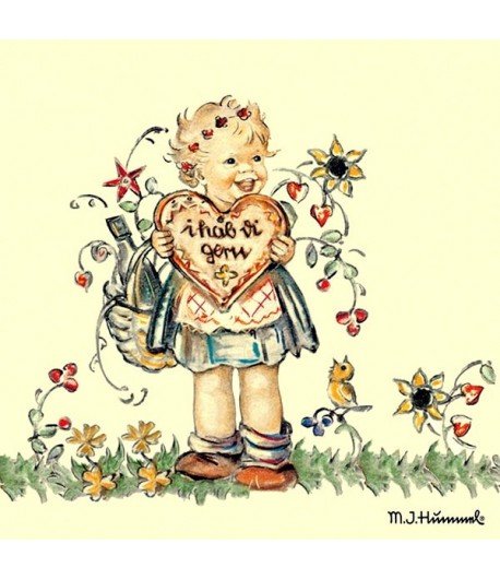 SERVIETTE FILLETTE AU COEUR