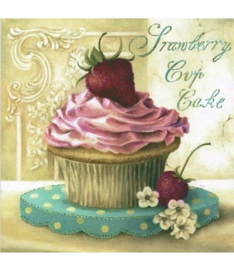 SERVIETTE CUPCAKE FRAISE