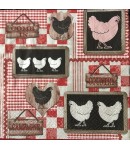 SERVIETTE POULETTES FOND ROUGE ET NOIR