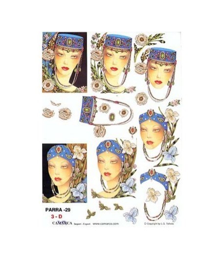 FEUILLE 3D FEMMES DIADEMES BLEUS