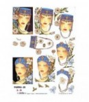 FEUILLE 3D FEMMES DIADEMES BLEUS