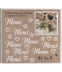 STICKERS MERCI ET MENU BLANC