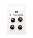 4 BOUTONS A QUEUE BRUN NOIR 11MM