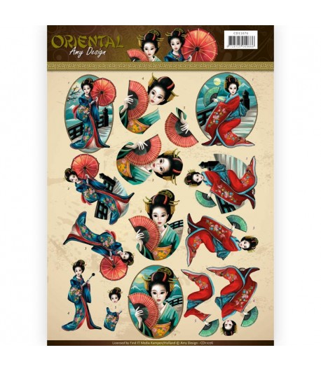 FEUILLE 3D ANIMAUX AMY DESIGN ORIENTAL