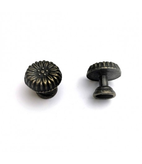 POIGNÉE RONDE FLEUR 2 CM - BRONZE