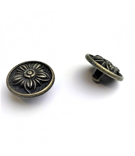 POIGNÉE RONDE FLEUR 3 CM - BRONZE