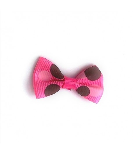 NOEUD ROSE GROS POIS MARRONS ET ROSES