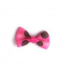 NOEUD ROSE GROS POIS MARRONS ET ROSES