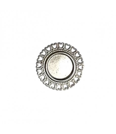 MÉDAILLON ROND COEUR 3.5CM - ARGENT