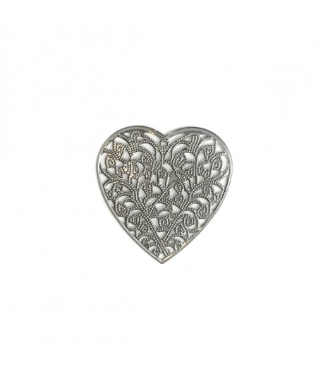 COEUR DENTELLE EN MÉTAL - ARGENT