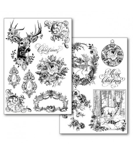 2 PAPIERS TRANSFERT SWEET CHRISTMAS DFTR076