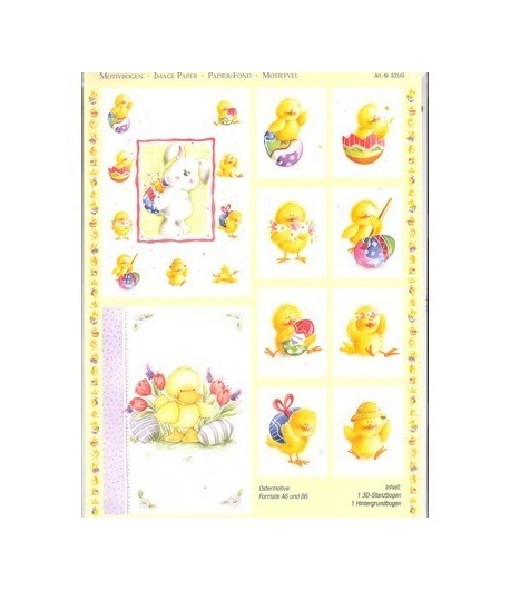 FEUILLE 3D LAPINS POUSSINS RY83545