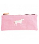 TROUSSE ROSE EN TISSU LICORNE 21.3 X 10 CM